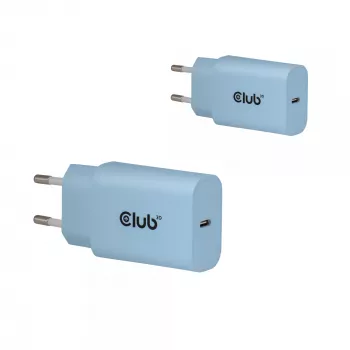 Caricabatterie CLUB3D 2 pezzi USB-C 30 Watt bianco, interno, AC, blu