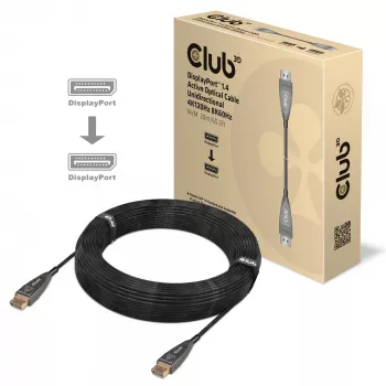 Cavo ottico attivo CLUB3D DisplayPort 1.4 unidirezionale 4K120Hz 8K60Hz M/M 20m/65.62ft