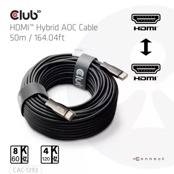 Cavo AOC ibrido Club 3D HDMI 8K60Hz / 4K120Hz 50 m, HDMI tipo A maschio–maschio