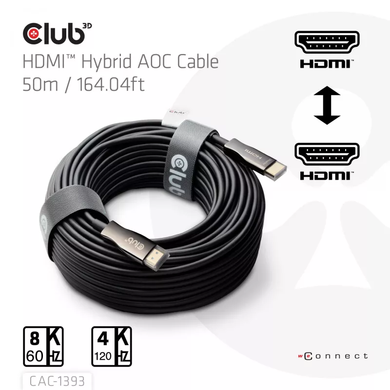 Cavo AOC ibrido Club 3D HDMI 8K60Hz / 4K120Hz 50 m, HDMI tipo A maschio–maschio