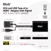 Club 3D CAC-1720 adattatore da VGA e USB Type-A a HDMI con pigtail M/F, 0,6 m (1,97 ft), 28AWG, nero