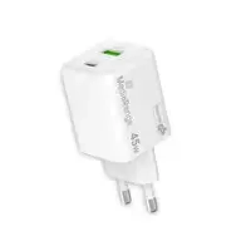 Caricabatterie da interno AC MediaRange MRMA113-2 USB-C 45W per smartphone e tablet, bianco, ingresso 100–240 V