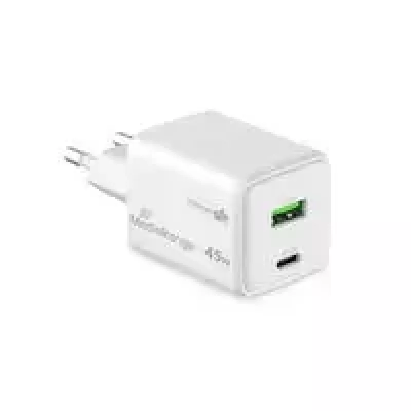 Caricabatterie da interno AC MediaRange MRMA113-2 USB-C 45W per smartphone e tablet, bianco, ingresso 100–240 V