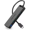 Vention TGKBB hub USB-C 5 in 1, 4x USB 3.0, ingresso di alimentazione Micro-USB, 5 Gbps, 0,15 m, nero