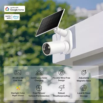 Telecamera di videosorveglianza IP TP-Link Tapo C460 KIT — bullet per esterni, 8 MP 3840×2160, zoom digitale 12×, montaggio a parete, audio bidirezionale, Wi-Fi, bianco