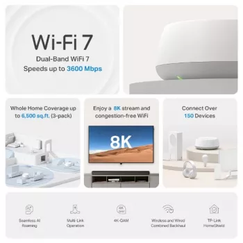 TP-Link DECO BE22(1-PACK) sistema mesh WLAN dual band (2,4 GHz / 5 GHz) Wi-Fi 7 (802.11be) bianco 2 interne