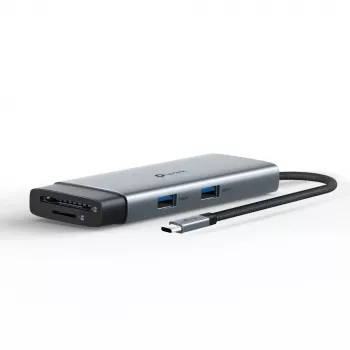 Hub USB Type-C TP-Link UH7021C — HDMI, USB 3.2 Gen1, USB 2.0, SD/microSD, 5000 Mbit/s, alluminio nero
