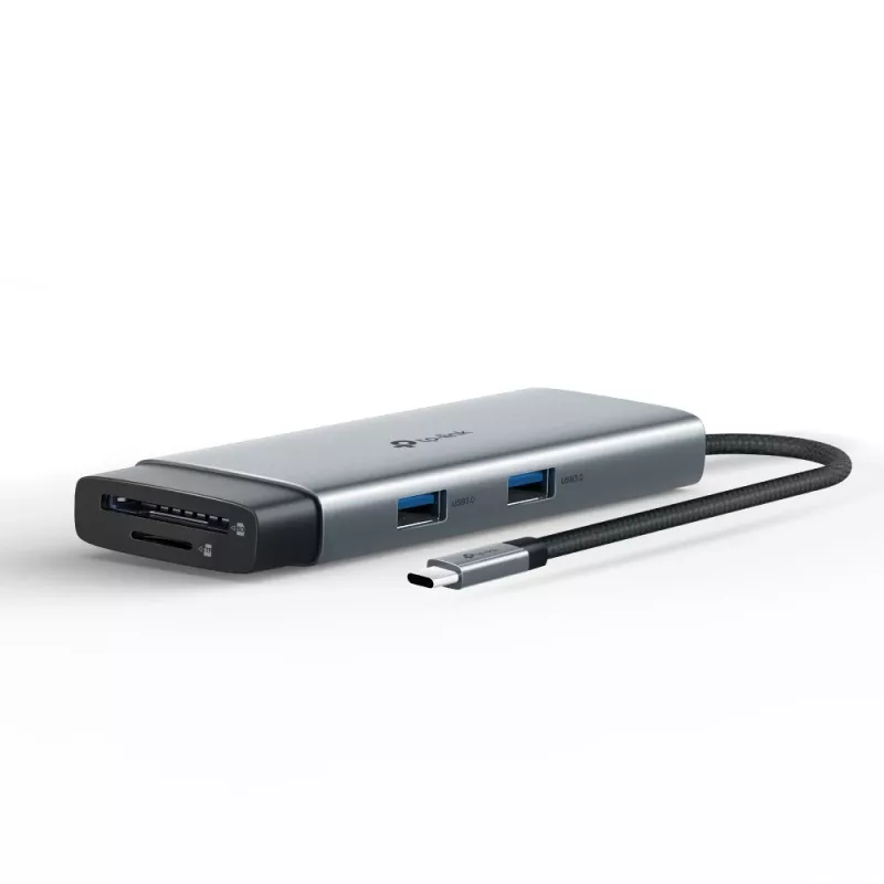 Hub USB Type-C TP-Link UH7021C — HDMI, USB 3.2 Gen1, USB 2.0, SD/microSD, 5000 Mbit/s, alluminio nero