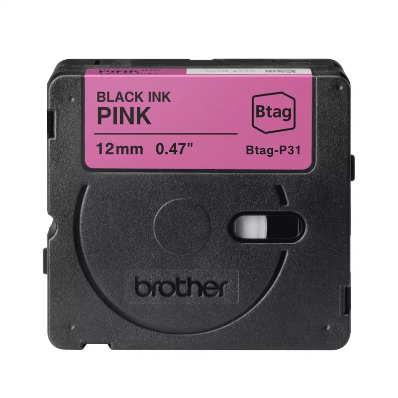 Nastro per etichette Brother BTAG-P31 nero su rosa 1,2 cm 4 m