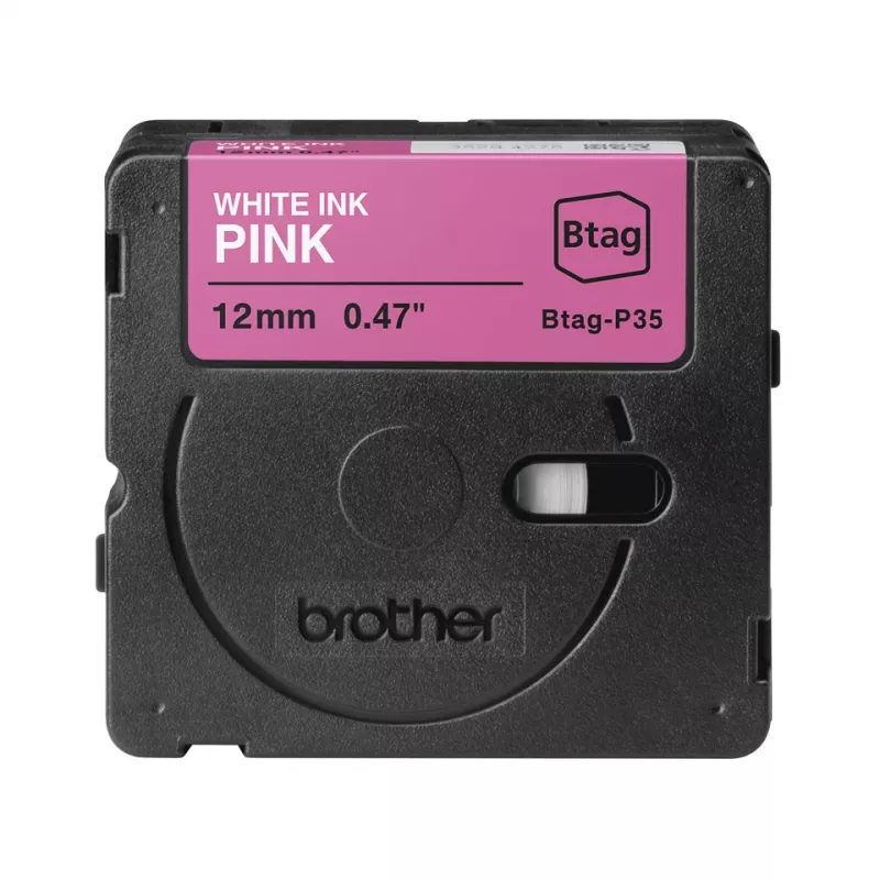 Nastro per etichette Brother BTAG-P35 bianco su rosa 1,2 cm 4 m