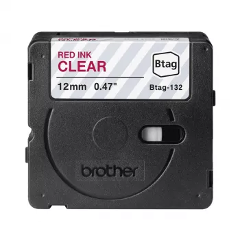 Nastro per etichette Brother BTAG-132 rosso su trasparente 1,2 cm 4 m
