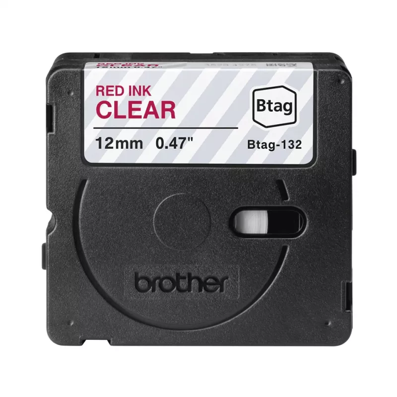 Nastro per etichette Brother BTAG-132 rosso su trasparente 1,2 cm 4 m
