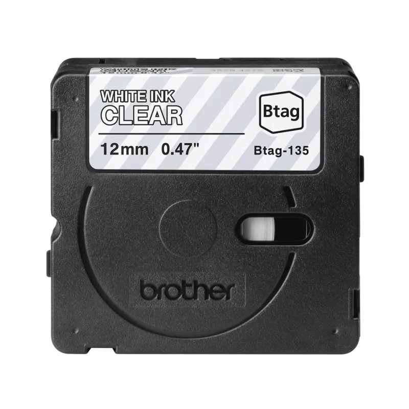 Nastro per etichette Brother BTAG-135 bianco su trasparente 1,2 cm 4 m