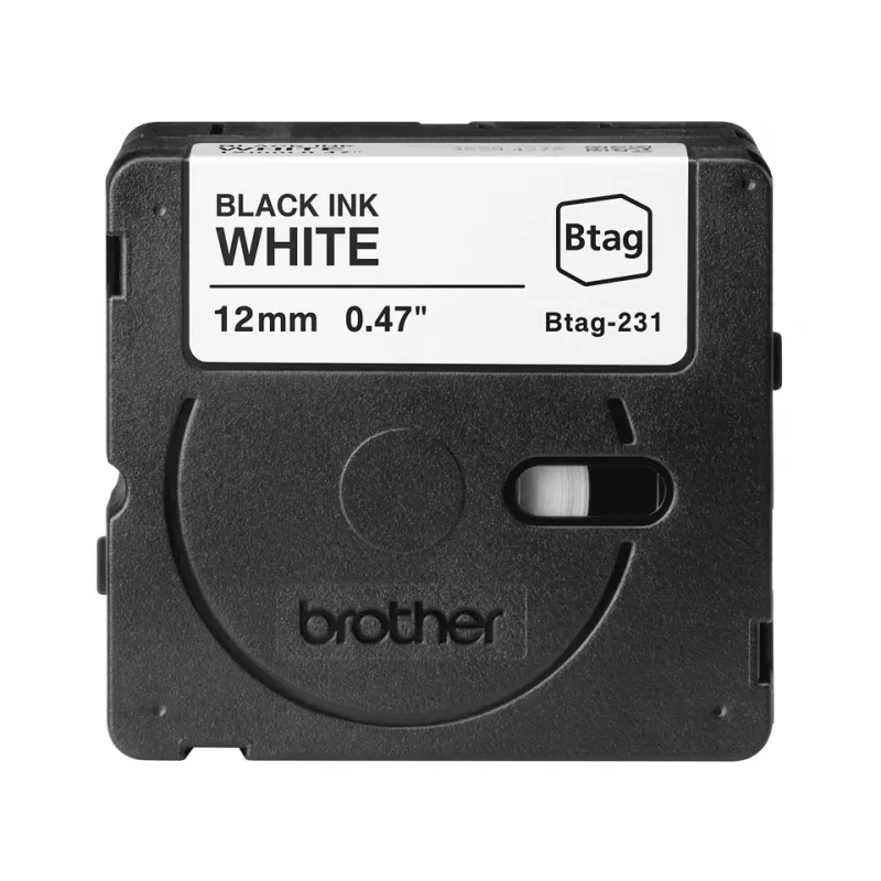 Nastro per etichette Brother BTAG-231 nero su bianco 1,2 cm 4 m