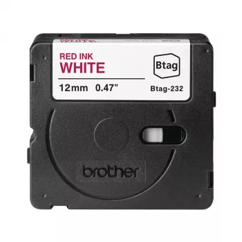 Nastro per etichette Brother BTAG-232 rosso su bianco 1,2 cm 4 m