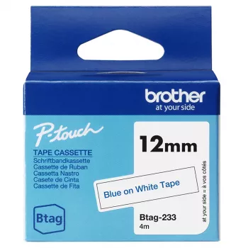 Nastro per etichette Brother BTAG-233 blu su bianco