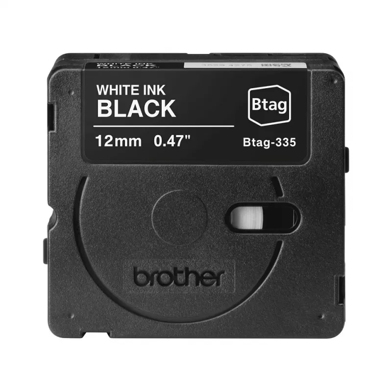 Nastro per etichette Brother BTAG-335 bianco su nero 1,2 cm 4 m