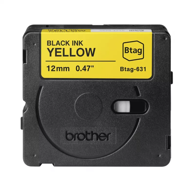 Nastro per etichette Brother BTAG-631 nero su giallo 1,2 cm 4 m