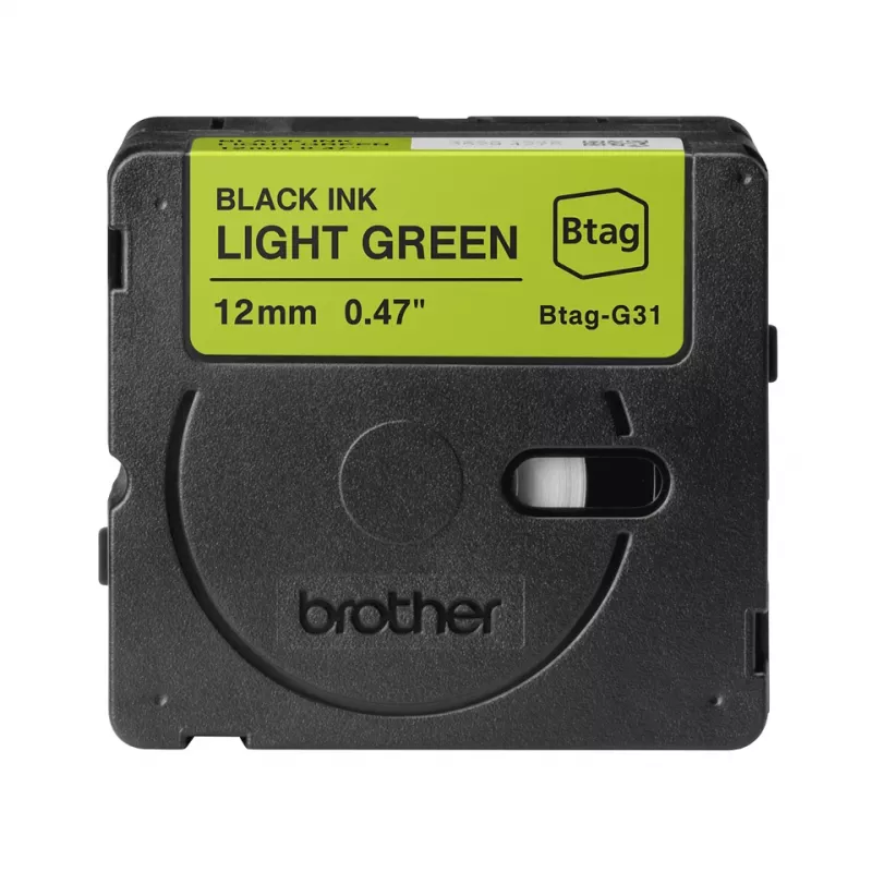 Nastro per etichette Brother BTAG-G31 nero su verde 1,2 cm 4 m
