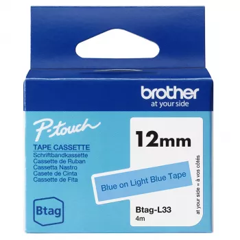 Nastro per etichette Brother BTAG-L33 blu su azzurro 1,2 cm 4 m