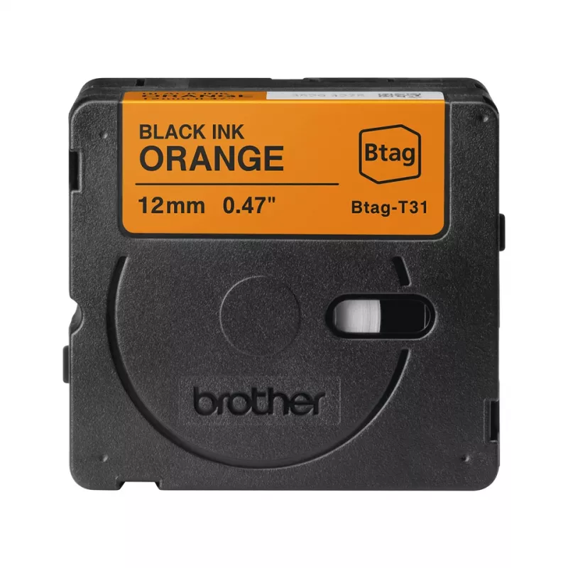 Nastro per etichette Brother BTAG-T31 nero su arancione 1,2 cm 4 m