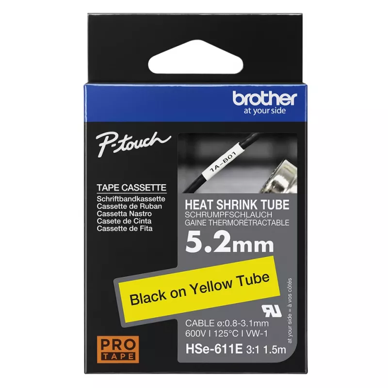 Nastro per stampante Brother HSE-211E nero 5,2 mm x 1,5 m