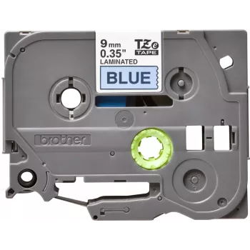 Nastro laminato Brother 9 mm, nero su blu, TZe, nero, trasferimento termico, Filippine, 5 anno/i