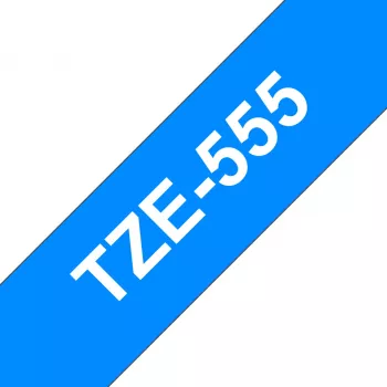 Nastro laminato Brother TZe555 24 mm bianco su blu