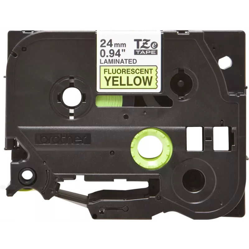 Nastro laminato Brother TZe nero su giallo fluorescente 2,4 cm 5 m