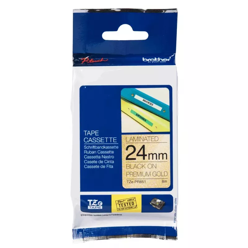 Nastro per etichettatura Brother TZE-PR851 nero su oro