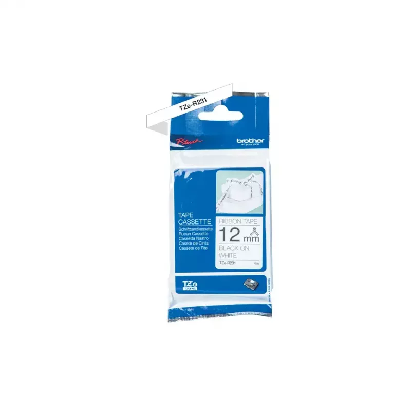 Nastro per etichettatura Brother TZE-R231 nero su bianco