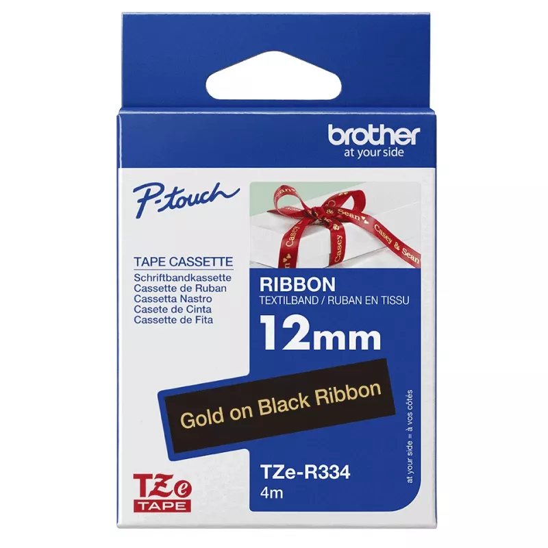 Nastro per etichettatura Brother TZE-R334 oro su nero