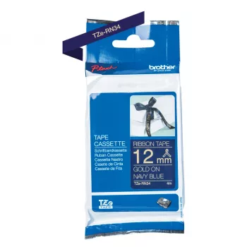 Nastro per etichettatura Brother TZE-RN34 oro su blu navy