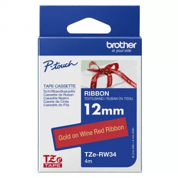Nastro per etichettatura Brother TZE-RW34 oro su rosso