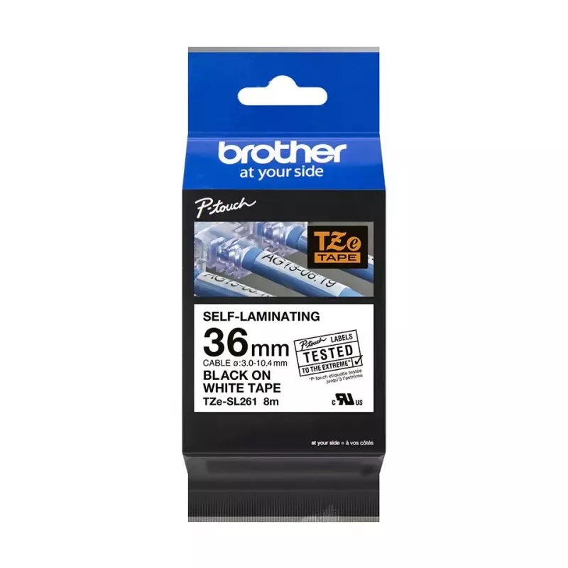 Nastro per etichettatura Brother TZE-SL261 nero su bianco