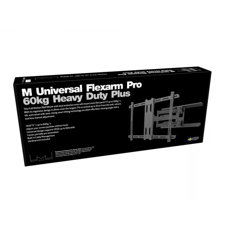 Staffa per palo Multibrackets M Universal Flexarm Pro 60 kg heavy duty nero