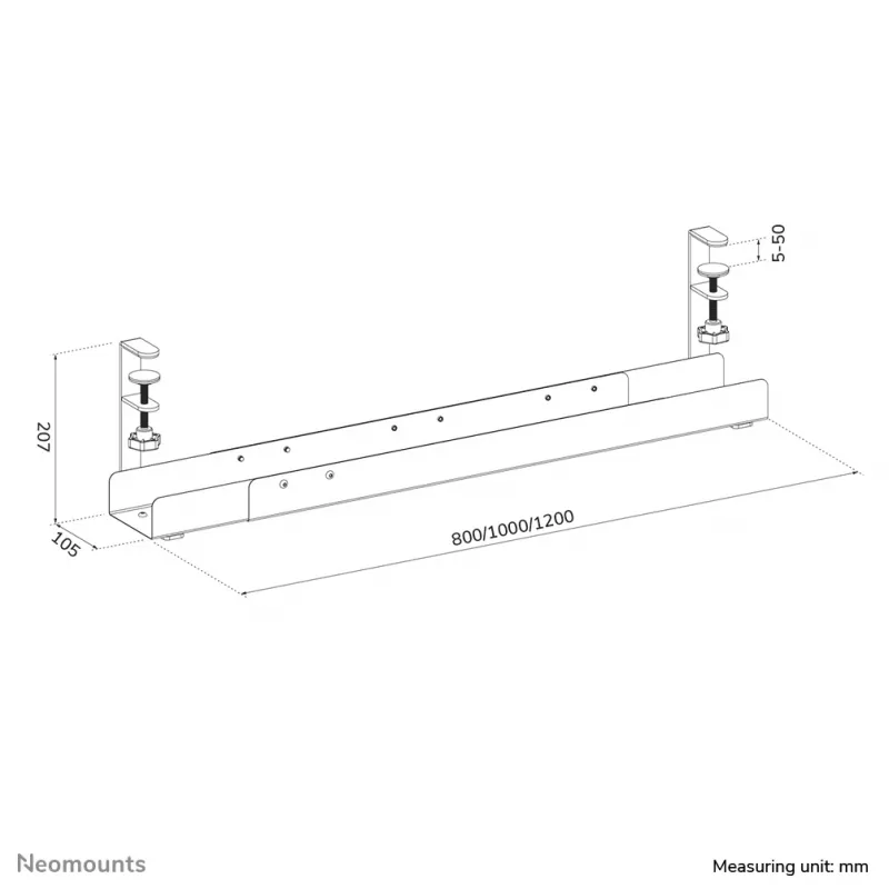 Canalina portacavi Neomounts ADS07-120BL a clip universale, larghezza 120 mm, nero