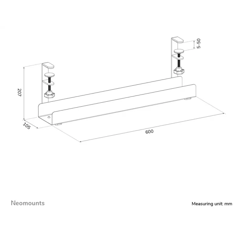 Canalina portacavi Neomounts ADS07-121BL design a clip universale nero