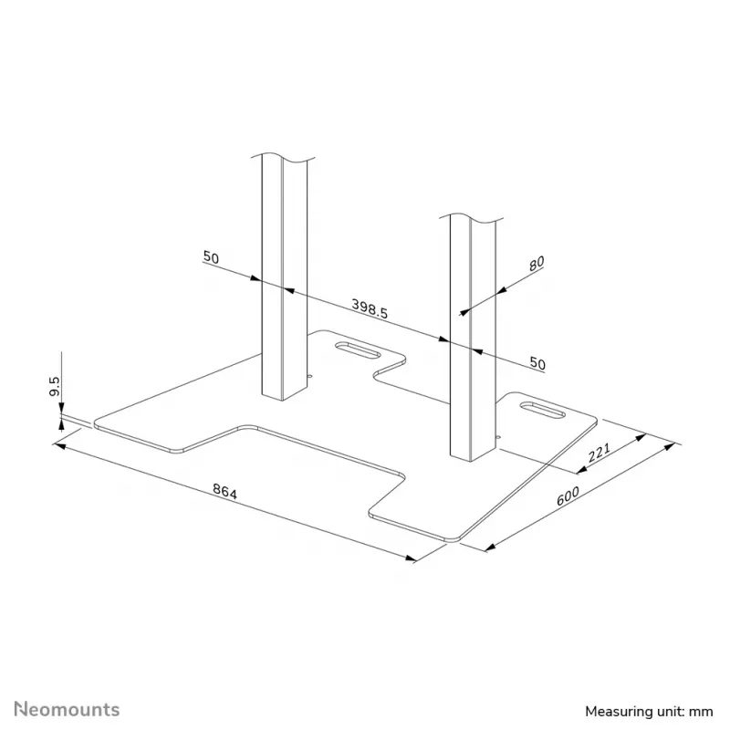 Piattaforma Neomounts AFP-875WH base in acciaio bianco 864x600x95mm
