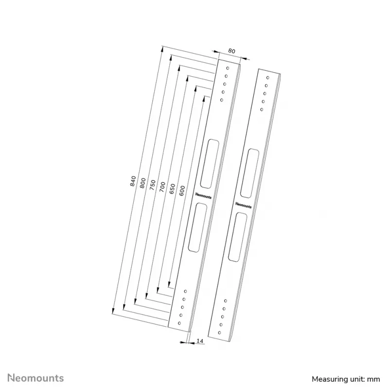 Kit di estensione Neomounts AWL-250BL18 VESA 400x600 800x800