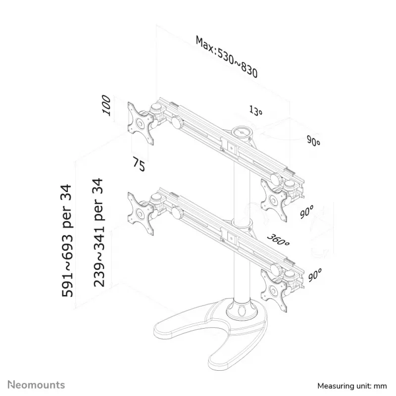 Supporto monitor Neomounts FPMA-D700DD4 19-30 pollici
