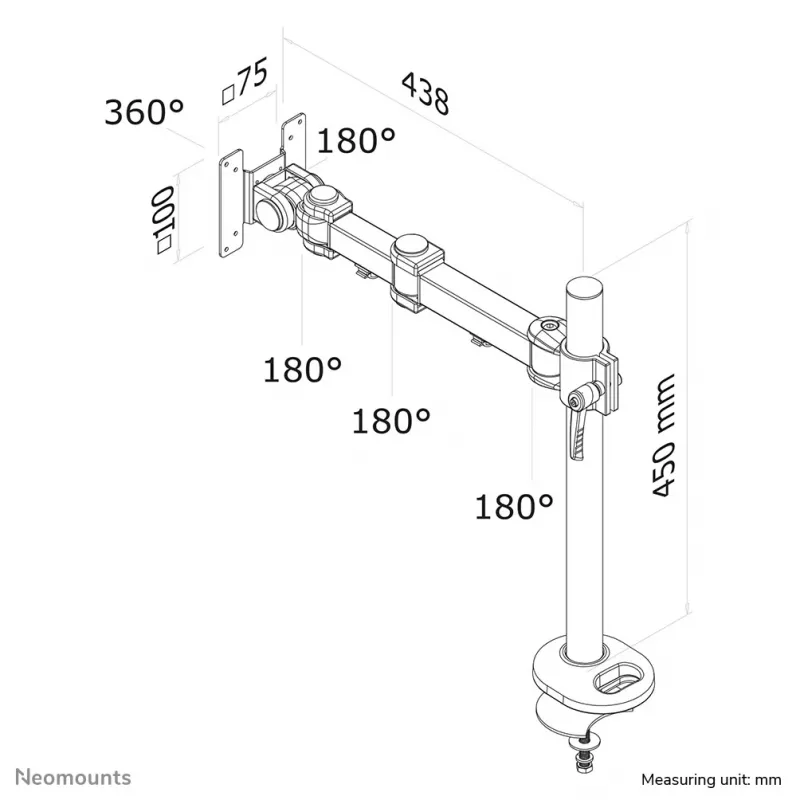 Braccio monitor Neomounts FPMA-D960G 10-30 pollici