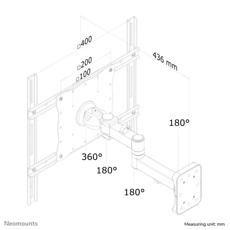 Supporto a parete per monitor/TV Neomounts FPMA-W960 23-52 pollici - completamente orientabile