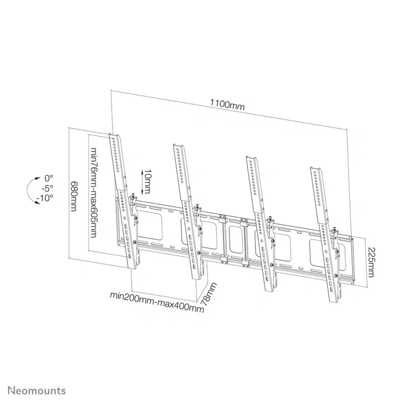 Supporto a parete per menuboard Neomounts NS-WMB200PSchwarz 40-52 pollici - inclinabile - verticale
