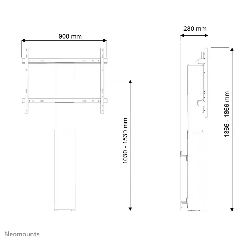 Supporto a pavimento per TV Neomounts PLASMA-W2250SILVER 42-100 pollici - montaggio a parete - motorizzato