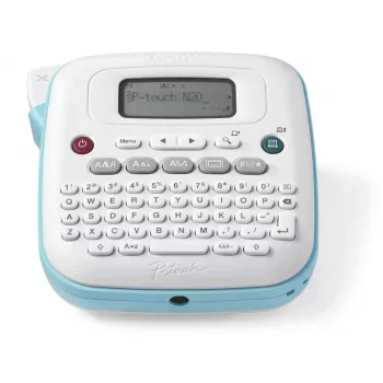 Etichettatrice Brother PT-N20 – trasferimento termico, 180×180 DPI, larghezza max 12 mm, velocità di stampa 12 mm/s, LCD, bianco/blu