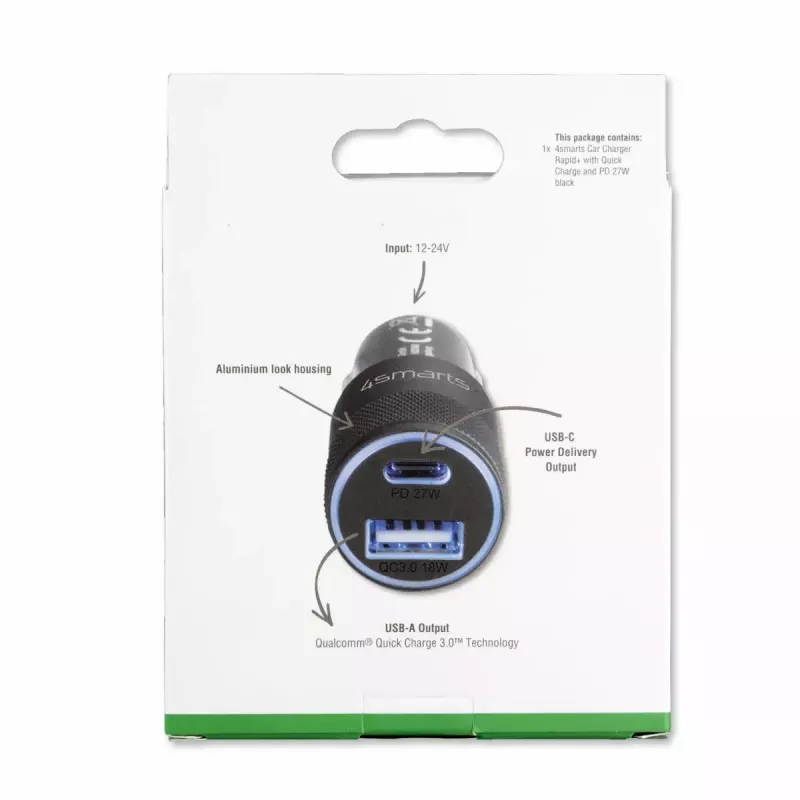 Caricabatterie per dispositivi mobili 4smarts 464448 universale nero accendisigari auto
