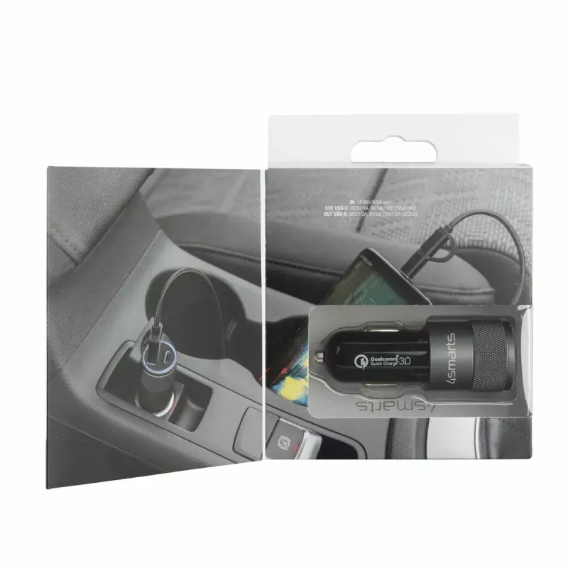 Caricabatterie per dispositivi mobili 4smarts 464448 universale nero accendisigari auto