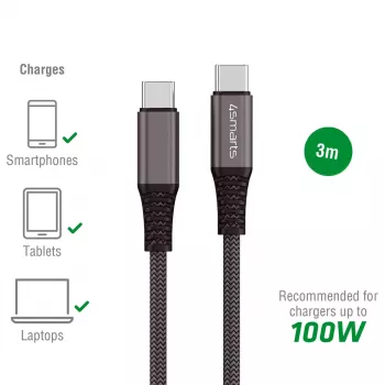Cavo USB 4smarts 456267 3 m USB-C nero 0,48 Gbit/s