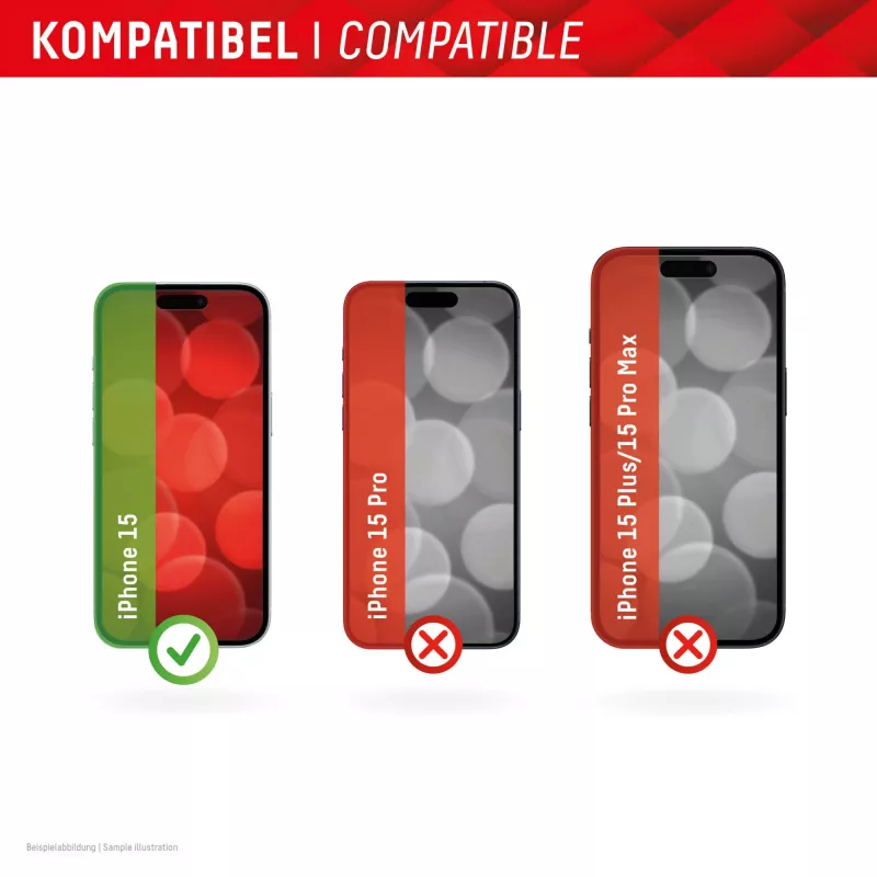 Displex protezione display + custodia per Apple iPhone 15, cornice di montaggio Eco, antigraffio